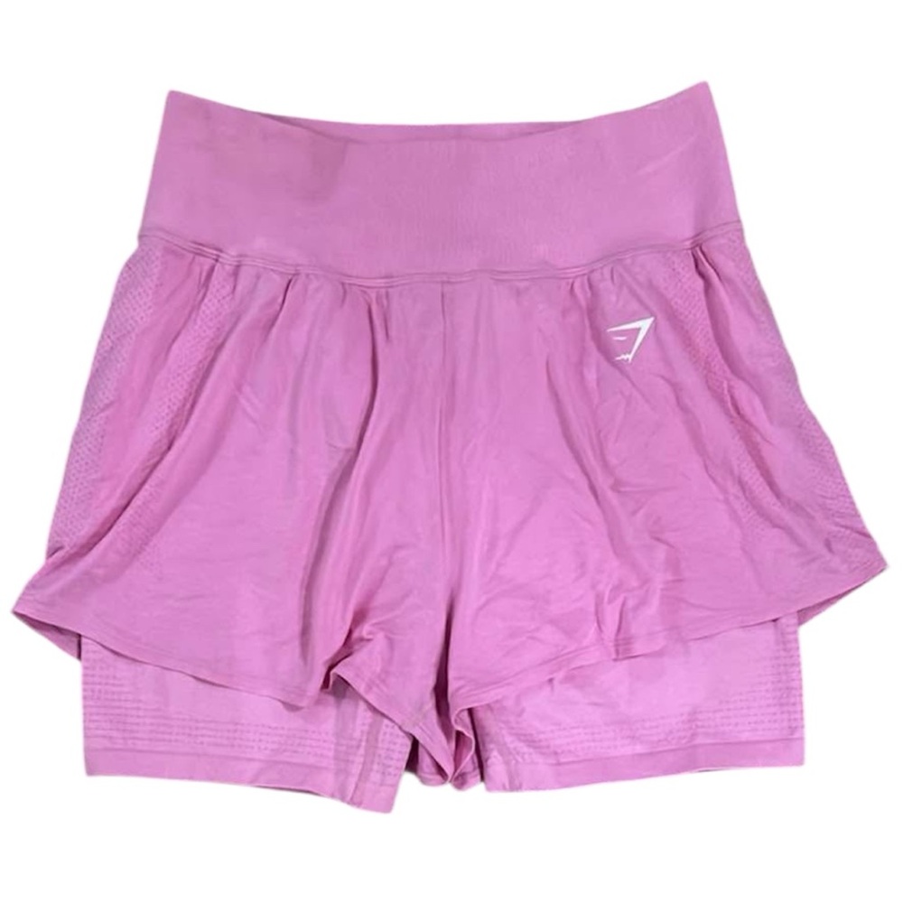 Gymshark Women XXL Pink Tennis Skort Layered Shorts Stretch High Waisted